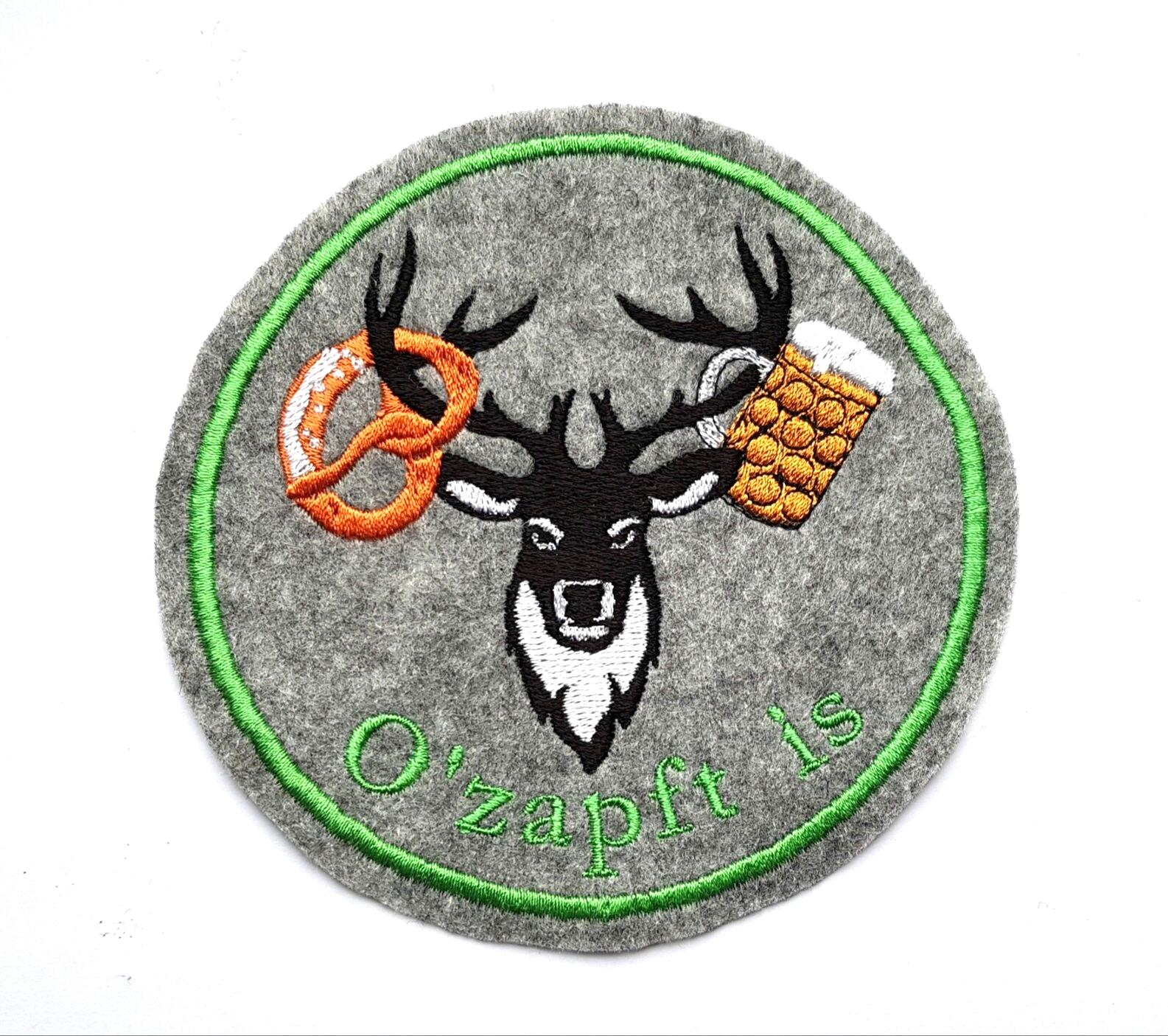 Patches Aufnäher Bügelbild Hirsch O Zapft Is Gestickt Bayern von VCrownKreativTextil