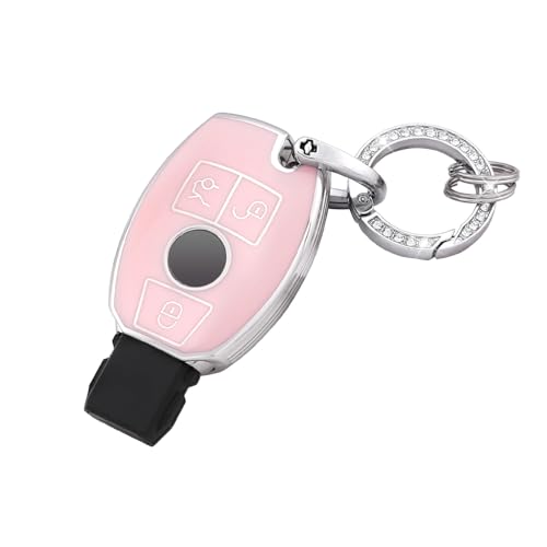 VDARK Pink Schlüsselanhänger Hülle für Mercedes Benz E Klasse GLC GLE GLS SLK CL Klasse Mädchen Frauen 3 Tasten Smart Key Gehäuse TPU Schlüsselanhänger Schutz von VDARK