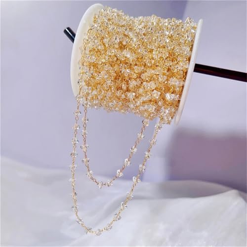 VDCVADKYE Kristallperlen, 2 Meter Kupfer Metall Kristall Perlen Link Kette for DIY Schmuck Machen Multicolor(Gold) von VDCVADKYE