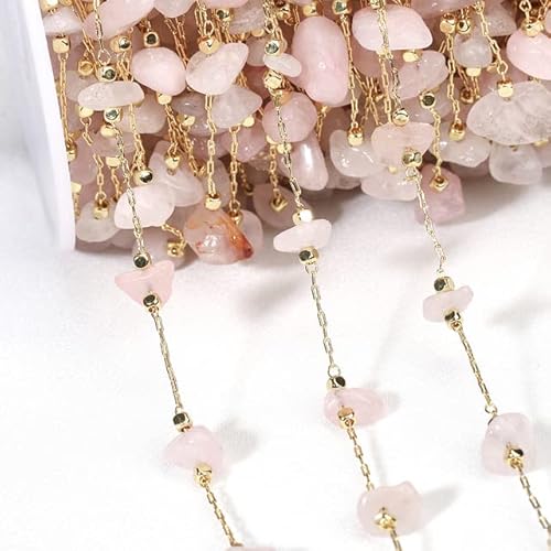 VDCVADKYE Kristallperlen, Packung mit 2 Metern mehrfarbiger Kristallsteinperlenkette zur DIY-Schmuckherstellung(Light Pink-gold) von VDCVADKYE