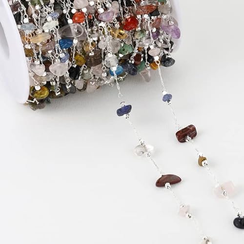 VDCVADKYE Kristallperlen, Packung mit 2 Metern mehrfarbiger Kristallsteinperlenkette zur DIY-Schmuckherstellung(Mix Color1-silver) von VDCVADKYE