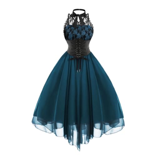 Kostüm Damen Vampir Halloween Weihnachtskleid Elfen Kleid (Sky Blue, S) von VDDTAGAM
