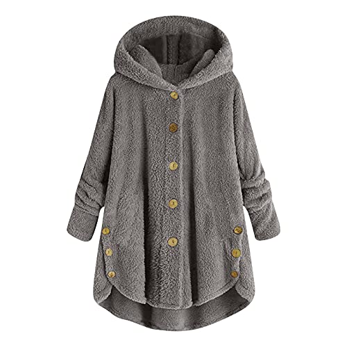 VDDTAGAM Damen Jacken Winterjacke Damen Warm Jacken Damen Damen Jacken Dufflecoat Damen Damen Herbstjacke Herbst Mantel Damen Winter Jacke Damen Teddy Mantel Damen Warme Winterjacke Da(Dark Gray,5XL) von VDDTAGAM