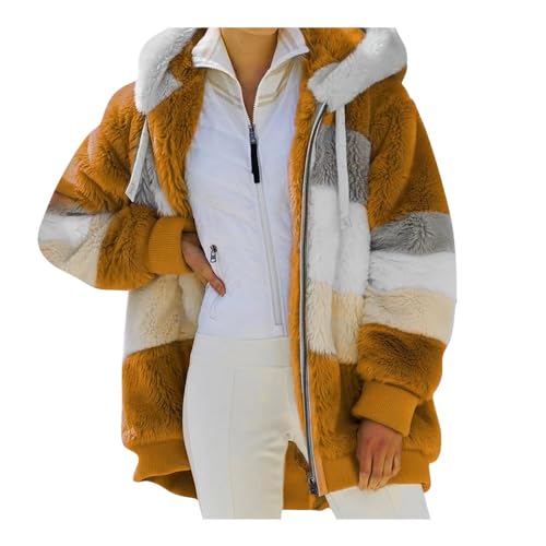 VDDTAGAM Damen Teddy Mantel Damen Mantel Herbst Damen Hoodie Mit Kapuze Jacken Damen Teddy Damen Jacke Winterjacken Damen Damen Jacken Fleecejacke Damen Warm Jacke Winter Damen Hoody D(Brown,XL) von VDDTAGAM
