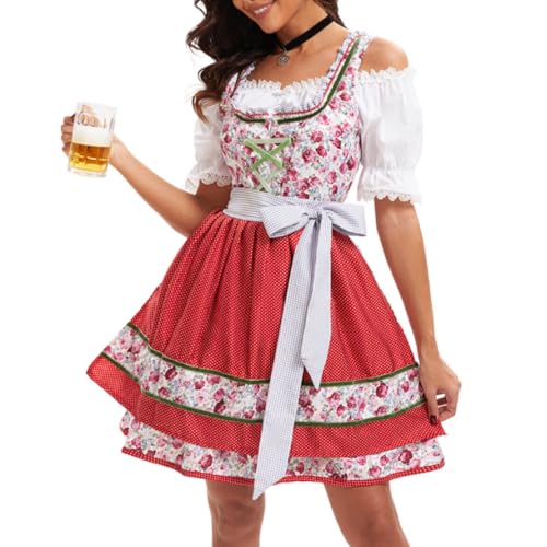 VDDTAGAM Dirndl Damen Blau Halloween Kostüm Damen Dirndl Mini Dirndl Damen Mit Bluse Dirndl Dirdl Dirndl Dunkel Trachtenhose Damen Dirndl Damen Mini Dirndlbluse Dirndl Lang Dirndlschür(hot pink,M) von VDDTAGAM