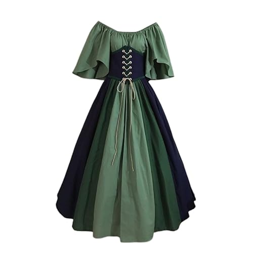 VDDTAGAM Goth Dress Vampir Kostüm Faschingskostüme Damen Abendkleid Damen Black Dress Halloween Hexenkleid Damen Halloween Damen Kostüm Mittelalter Kleidung Damen Abendkleid Damen Schw(Green,M) von VDDTAGAM