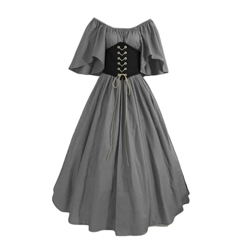 VDDTAGAM Halloween Dress Halloween Kostüm Damen Große Größen Kleid Gothic Halloween Kostüm Damen Mittelalter Halloween Kleider Rotes Kleid Damen Halloween Kostüm Halloween Hexenkostüm (Gray,S) von VDDTAGAM
