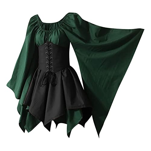 VDDTAGAM Halloween Kostüm Damen XXL Maid Dress Kostüm Halloween Damen Kleid Mittelalter Damen Gothic Kleidung Damen Clown Kostüm Damen Halloween Kostüm Vampir Kleider Damen Festlich EL(Black,L) von VDDTAGAM