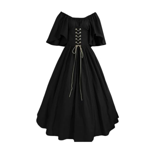 VDDTAGAM Halloween Kostüme Damen Renaissance Kleid Damen Feen Kostüm Damen Mittelalter Kleid Damen Gothic Kostüm Damen Fledermaus Kostüm Damen Halloween Kleid Damen Halloween Kostüm He(Black,3XL) von VDDTAGAM