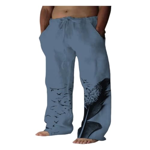 VDDTAGAM Leinenhose Herren Lang Sommer Freizeithose Herren Lang Mittelalter Hose Herren Haremshose Herren Joggpants Für Herren Freizeithose Herren Lang Sommer Jogginghose Herren Perfor(Dark Blue,M) von VDDTAGAM