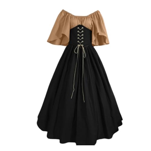 VDDTAGAM Mittelalter Kleid Damen Kleider Damen Festlich Elegant Vampir Kostüm Damen Kleid Halloween Halloween Kostüme Damen Helloween Kostüm Halloween Kostüm Vampir Damen Halloween Kle(Black,L) von VDDTAGAM