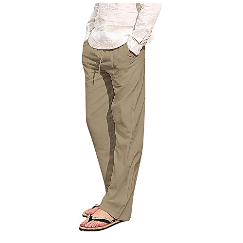 VDDTAGAM Performance Pants Herren Herren Hose Jogginghose Dünner Stoff Herren Sommerhose Freizeithose Herren Baumwolle Sommer Hose Herren Herren Hosen Modern Freizeithose Herren Lang H(Khaki,M) von VDDTAGAM