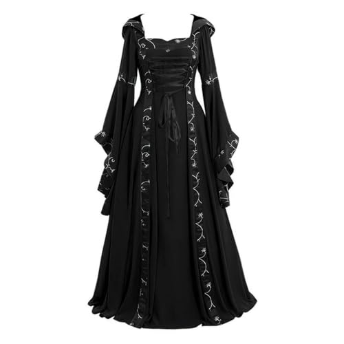 VDDTAGAM Piratenkostüm Damen Kleider Damen Festlich Elegant Halloween Kostüm Hexe Kostüm Vampir Damen Kostüm Damen Wikinger Kostüm Damen Kürbis Kostüm Damen Schwarzes Kleid Damen Hallo(Darkness,4XL) von VDDTAGAM