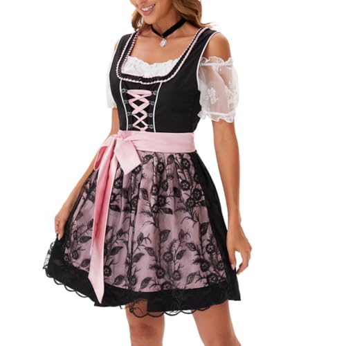 VDDTAGAM Trachten Dirndel Dirndl Grün Dirndl Dirndl Braun Dirndl Dirndl Gr 5Dirndlschürzen Diendl Dirndl Damen Rot Damen Dirndl Dirndl Mädchen Dirndl Türkis Dirndl Bluse Dirndl(Black,L) von VDDTAGAM