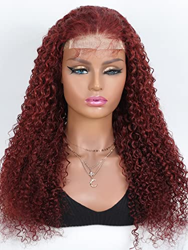 Human Lace Wigs 4 * 4 Lace Front Curly Wave Human Hair Wig for Black Women (Color : 200Density 4 * 4 Black, Size : 22 inch) von VDESC