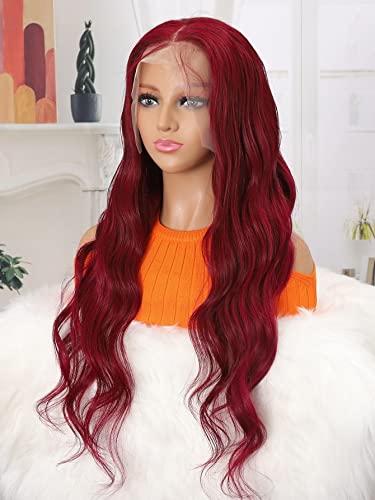 Human Lace Wigs Lace Front Long Curly Human Hair Wig for Black Women (Color : 150Density 5 * 5 Red, Size : 16 inch) von VDESC