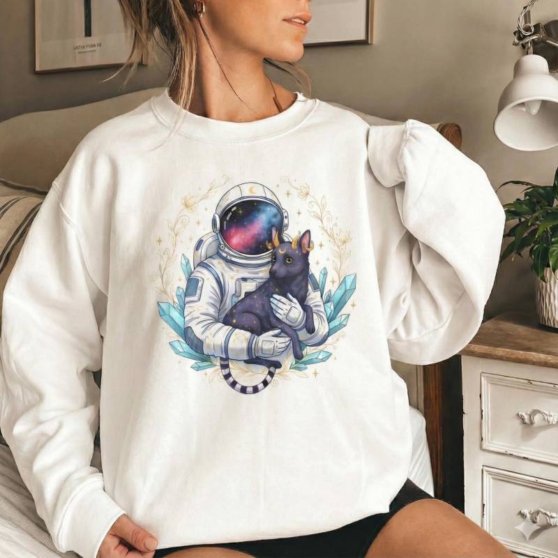 Kawaii Astronaut Cat - Sweatshirt Space Galaxy Graphic Crewneck, Cosmic Cotton Blend Pullover von VDGEStudio