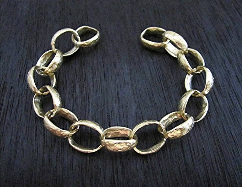 Große Artisan Gold Bronze Strukturierte Chunky Oval Kettenglied Große Artisan Gold Bronze Strukturierte Chunky Oval Kettenglied von VDIJewelryFindings