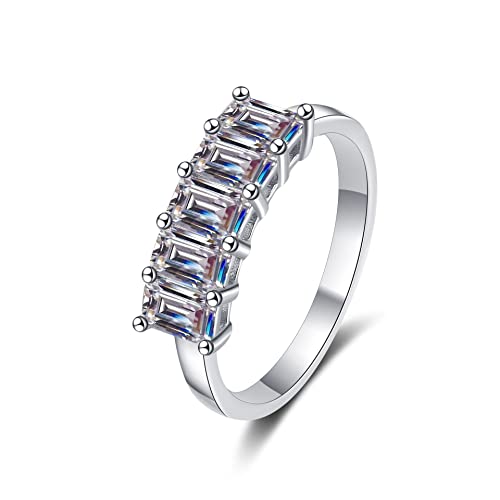 VDLLQYN, 2,5 cttw Moissanit Verlobungsringe for Frauen D Farbe Smaragdschliff 925 Sterling Silber VVS1 Diamantringe Moissanit Versprechen Hochzeit ，Diamant-Ringe(7) von VDLLQYN