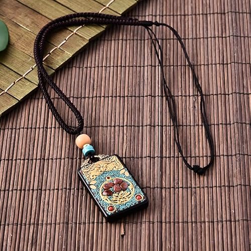 VDLLQYN, Mode Vintage Alte Nepal Thangka Buddha Statue Gott Ebenholz Elefant Anhänger Halskette Exotische for Männer Und Frauen Pullover Kette,Thangka-Anhänger-Halskette von VDLLQYN