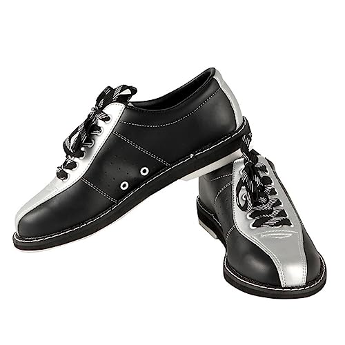 Männer Frauen Bowling Trainer, Leder Bowls Schuhe Atmungsaktive Professionelle Bowling Sport Schuhe,Silber,40 EU von VEACAM