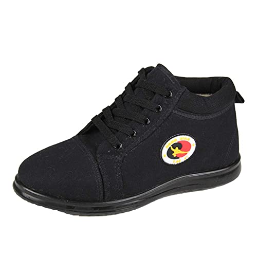 Martial Arts Sneaker, Leder Kung Fu Tai Chi Schuhe High Top Warm Winter Wushu Shaolin Turnschuhe Für Männer,Schwarz,45 EU von VEACAM