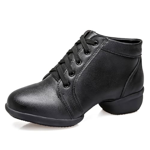 VEACAM Damen Lateinische Tanzstiefel Niedriger Absatz Ballsaal Tango Performance Praxis Unterrichten Tanzschuhe Nah Zehen,Schwarz,37 EU von VEACAM