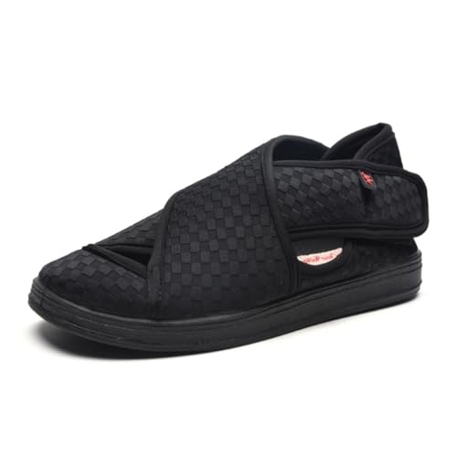 VEACAM Damen Walking Diabetic Sandalen, Damen Verstellbare Lässige Barfuß-Turnschuhe Atmungsaktive Slip-On Ödem-Turnschuhe,Schwarz,37 EU von VEACAM