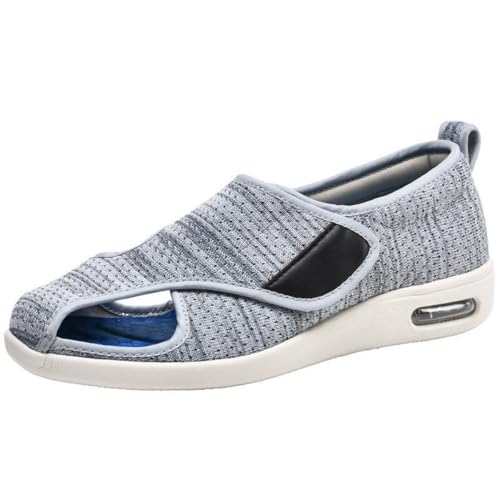VEACAM Diabetiker Schuhe Herren Damen Extra Breite Arthritis Orthopädische Ödeme Hausschuhe Atmungsaktiv Verstellbarer Slip On Wanderschuhe Ältere,Light Gray,38 EU von VEACAM