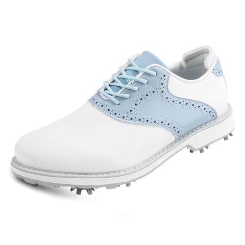 VEACAM Frauen Golfschuhe Weibliche Outdoor-Wanderschuhe Für Golfer Bequeme Spikes Training Turnschuhe,Blau,37 EU von VEACAM