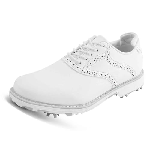 VEACAM Frauen Golfschuhe Weibliche Outdoor-Wanderschuhe Für Golfer Bequeme Spikes Training Turnschuhe,Weiß,42 EU von VEACAM
