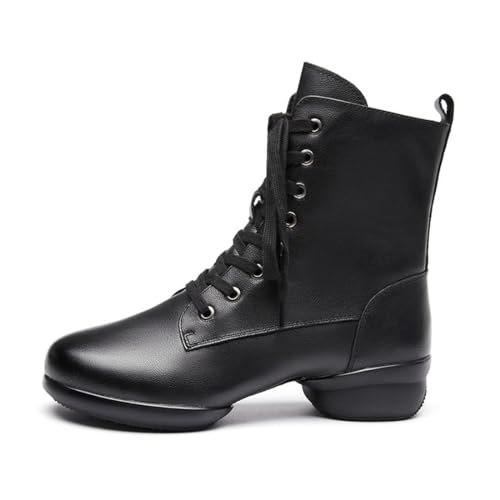 VEACAM Herren Tanzstiefel, Leder Ballsaal Tanz Charakter Schuhe Für Männliche High Top Moderne Salsa Latin Tango Schuhe,Schwarz,39 EU von VEACAM