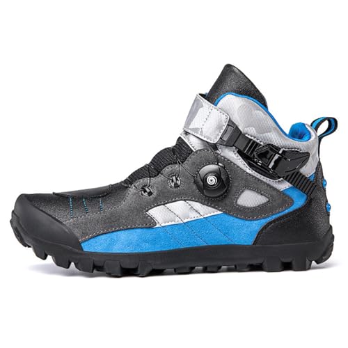 VEACAM Motorradschuhe Motorrad Kurze Rennstiefel Große Größe Biker Racing Stylist Stiefel Männer Frauen Outdoor Sneaker,Blue-42 von VEACAM