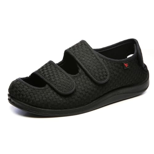 Sommer Orthopädische Diabetiker-Sandalen Breite Verstellbare Riemen Turnschuhe Geschwollene Füße Leichte Und Atmungsaktive Mesh-Wanderschuhe,Schwarz,41 EU Sommer Orthopädische Diabetiker-Sandalen Breite Verstellbare Riemen Turnschuhe Geschwollene Füße Leichte Und Atmungsaktive Mesh-Wanderschuhe,Schwarz,41 EU von VEACAM