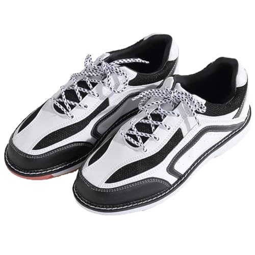 VEACAM Unisex Bowler Sportschuhe Verschleißfeste Bowls Turnschuhe Schnürschuhe Leder Bowling Trainingsschuhe,Schwarz,40 EU von VEACAM