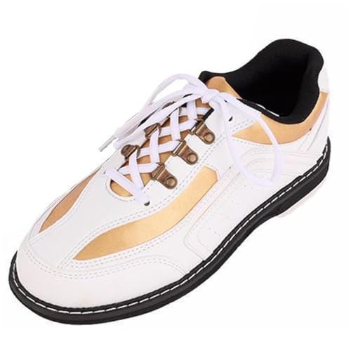 VEACAM Unisex Bowler Sportschuhe Verschleißfeste Bowls Turnschuhe Schnürschuhe Leder Bowling Trainingsschuhe,Weiß,38 EU von VEACAM
