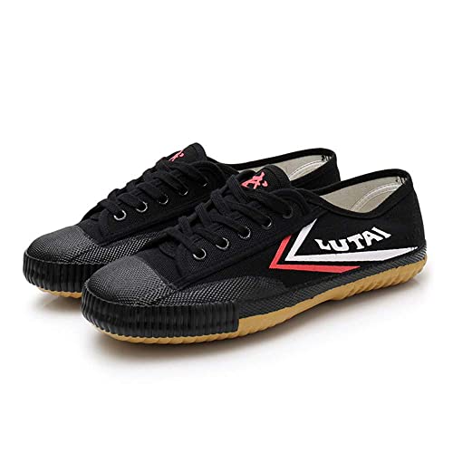 VEACAM Unisex Kampfsport Schuhe rutschfeste Kung Fu Tai-Chi Trainer Kinder Erwachsene Wushu Schuhe Leinwand Tägliche Training Übungen Schuhe,Schwarz,34 von VEACAM