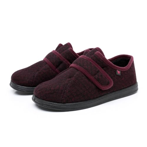 VEACAM Unisex Warme Diabetikerschuhe Für Den Winter rutschfeste Verstellbare Riemen Orthopädische Wanderschuhe Mit Fußgewölbestütze Für Geschwollene Füße,Rot,42 EU von VEACAM