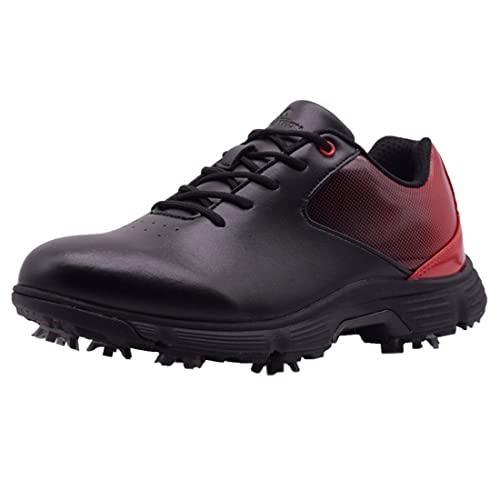 VEACAM wasserdichte Golfschuhe für Männer Golf Turnschuhe 7 Spike Walking Footwears Outdoor Golf Training Schuh,Schwarz,48 EU von VEACAM