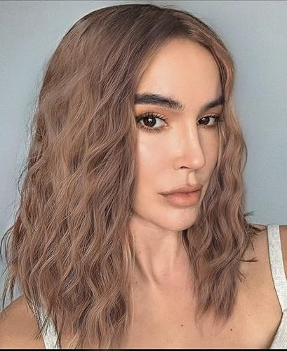 VEBONNY Braune Lockige Lace Front Perücken für Frauen, Kunsthaar Ombre Braune Perücke, Mittelscheitel, Kurze Lockige Ombre Perücken VEBONNY-049-12-NEU von VEBONNY