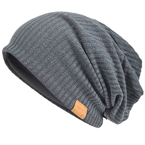 VECRY Herren Baumwolle Mütze Strickmützen Slouch Beanie Schädel Cap Winter Sommer Hüte (011s-Grau) von VECRY