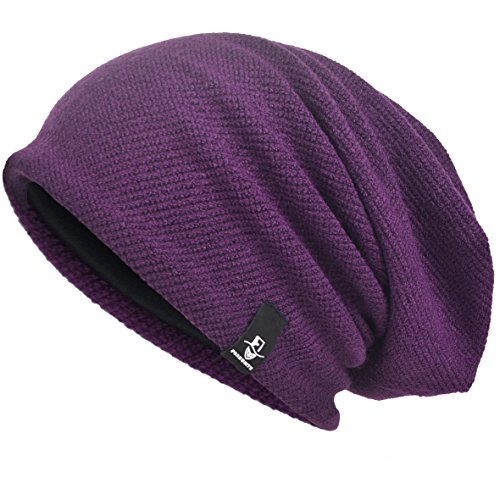 VECRY Herren Baumwolle Mütze Strickmützen Slouch Beanie Schädel Cap Winter Sommer Hüte (305-Lila) von VECRY