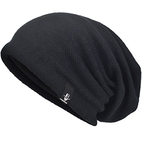 VECRY Herren Baumwolle Mütze Strickmützen Slouch Beanie Schädel Cap Winter Sommer Hüte (305-Schwarz) von VECRY