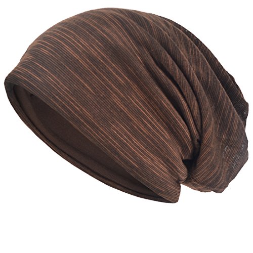 VECRY Herren Slouch Hollow Mütze Thin Sommer Cap Strickmützen Beanie Skullcap (Braun) von VECRY