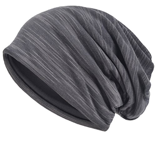 VECRY Herren Slouch Hollow Mütze Thin Sommer Cap Strickmützen Beanie Skullcap (Grau) von VECRY