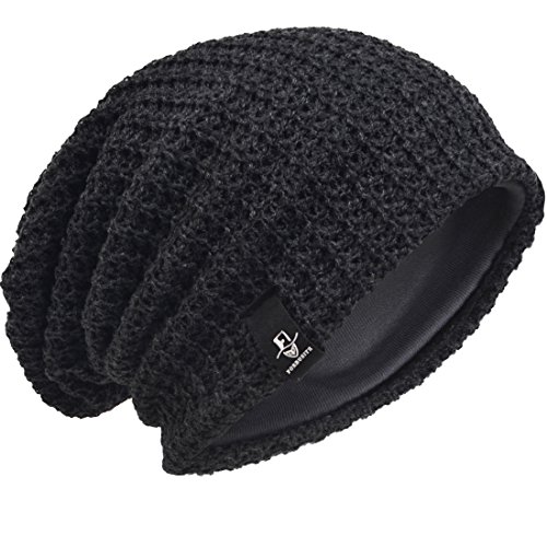 VECRY Herren Slouchy Mütze Strickmützen Rasta Skull Cap Sommer Winter Sackmütze , M, Dunkelgrau von VECRY