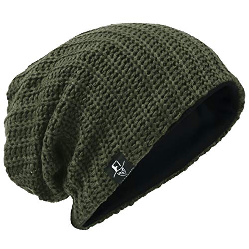 VECRY Herren Slouchy Mütze Strickmützen Rasta Skull Cap Sommer Winter Sackmütze , M, Gerippt Grün von VECRY