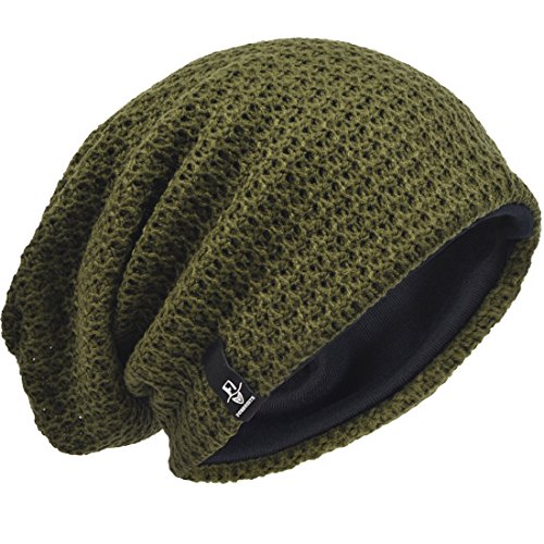 VECRY Herren Slouchy Mütze Strickmützen Rasta Skull Cap Sommer Winter Sackmütze , M, Grün von VECRY