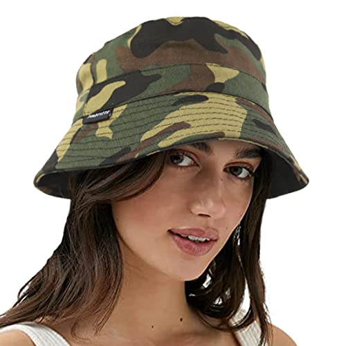 VECRY Damen Herren Denim Gewaschene Baumwolle Trendy Bucket Hat Damen Sommer Strand Sonnenhüte (M,Tarnung) von VECRY