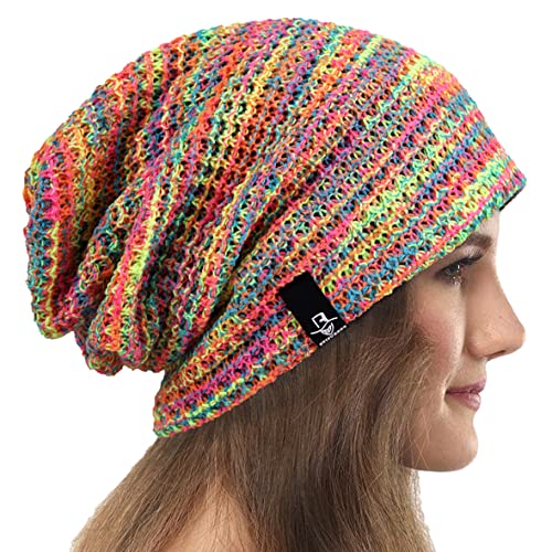 VECRY Damen Lässige Mütze Stricken Baskenmütze Gerippte Schädelkappe Winter Sommer Hüte (Colorful Rosa) von VECRY